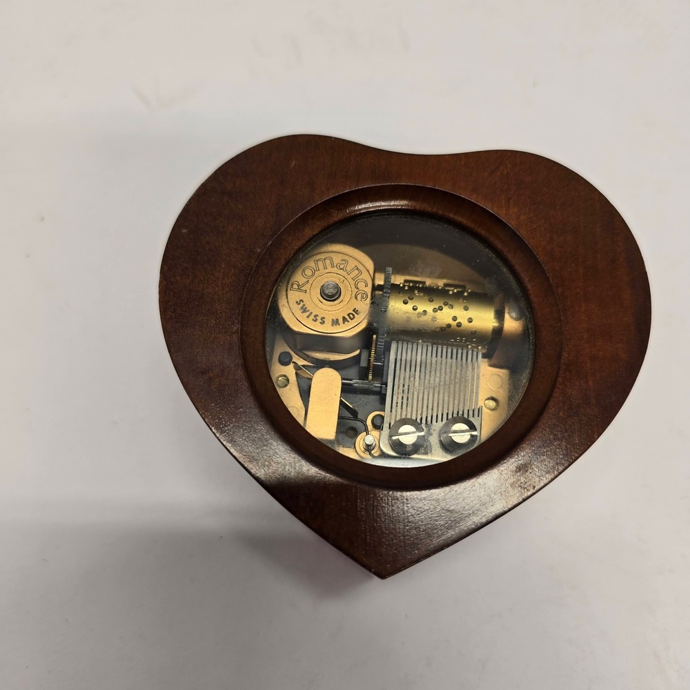 Reuge Romance Heart Music Box Wood Swiss Canon in D Pachelbel Vintage Italy